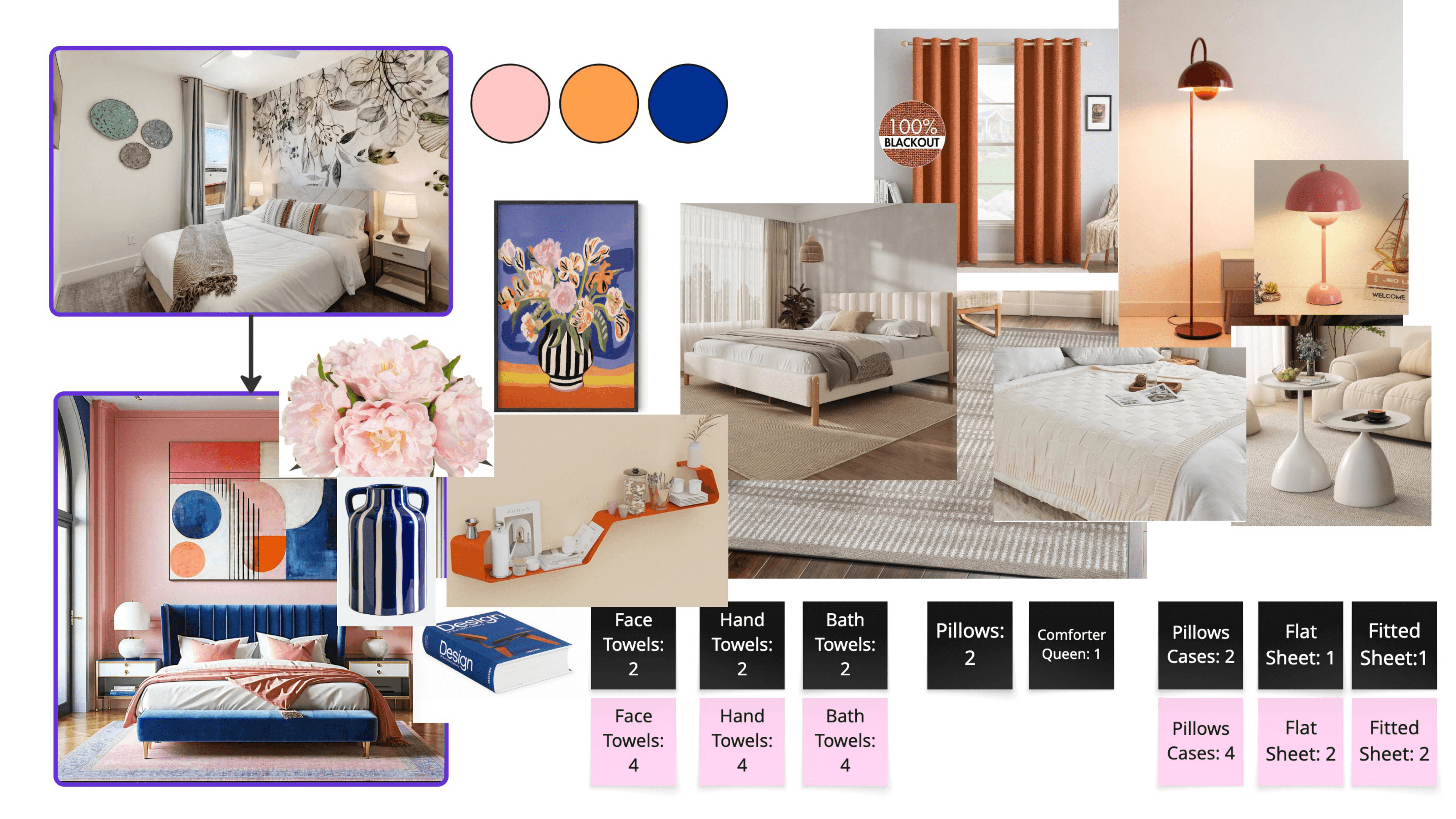 Hallway spotlight moodboard with chalkboard welcome message concept